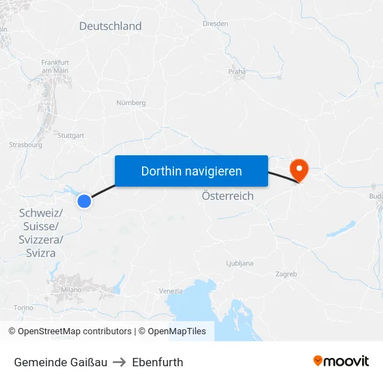 Gemeinde Gaißau to Ebenfurth map