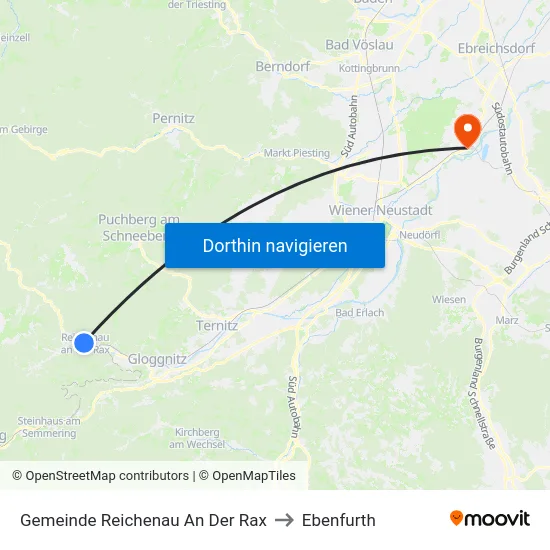 Gemeinde Reichenau An Der Rax to Ebenfurth map
