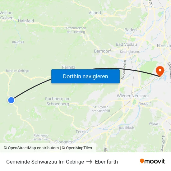 Gemeinde Schwarzau Im Gebirge to Ebenfurth map