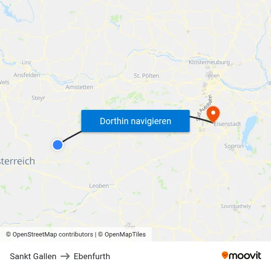 Sankt Gallen to Ebenfurth map