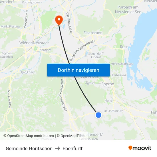 Gemeinde Horitschon to Ebenfurth map