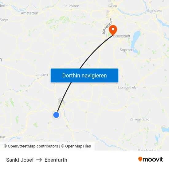 Sankt Josef to Ebenfurth map