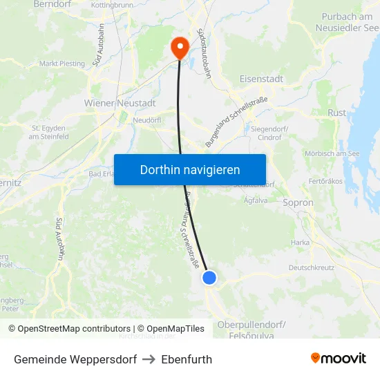 Gemeinde Weppersdorf to Ebenfurth map
