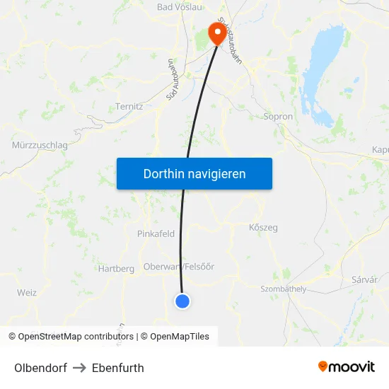 Olbendorf to Ebenfurth map