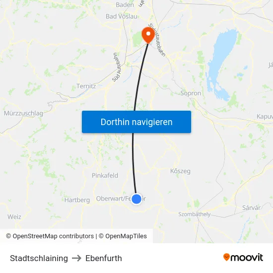 Stadtschlaining to Ebenfurth map