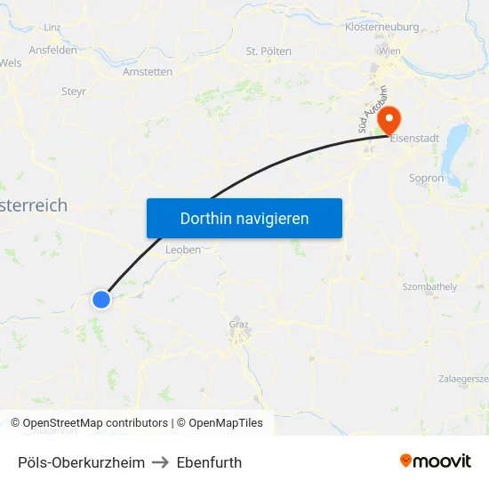 Pöls-Oberkurzheim to Ebenfurth map