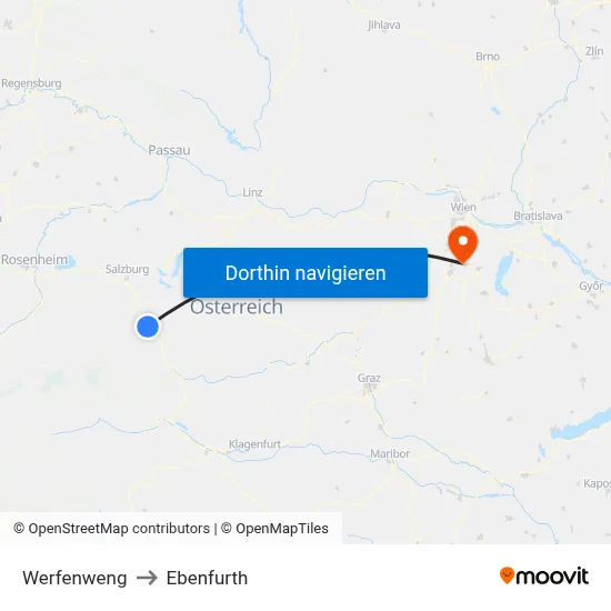 Werfenweng to Ebenfurth map