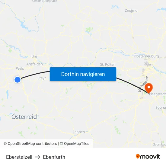 Eberstalzell to Ebenfurth map