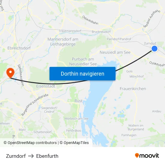 Zurndorf to Ebenfurth map