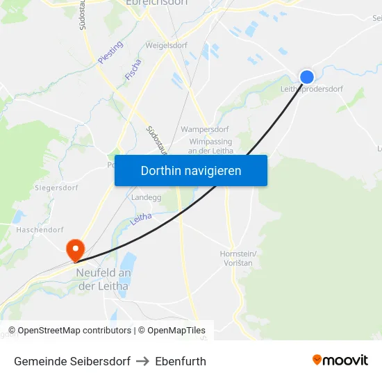 Gemeinde Seibersdorf to Ebenfurth map