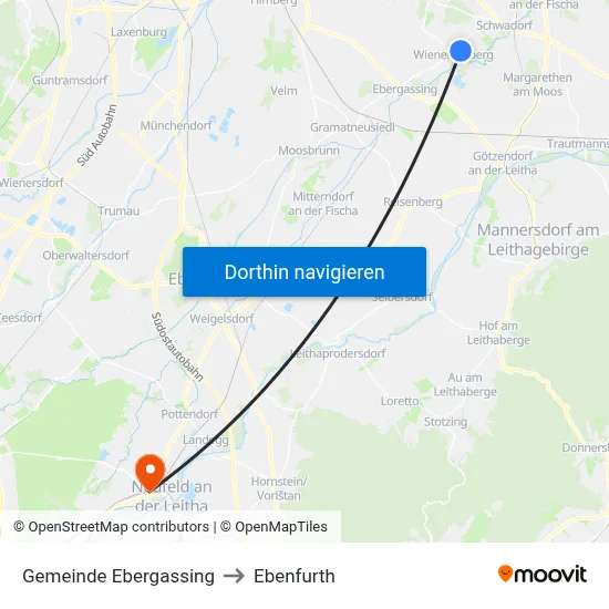 Gemeinde Ebergassing to Ebenfurth map