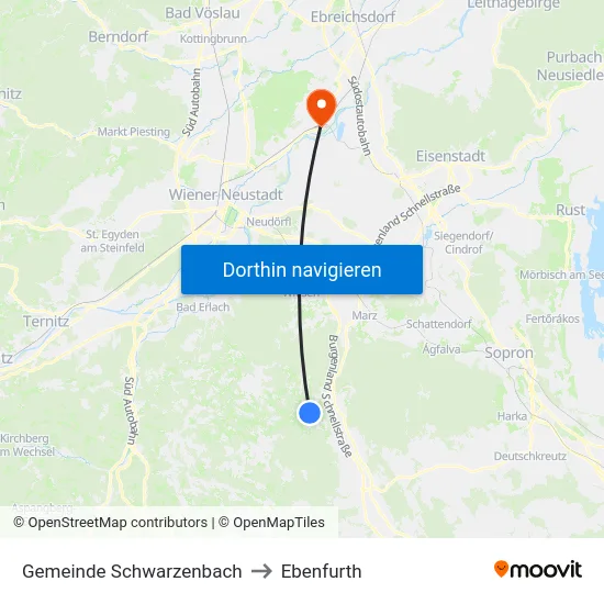 Gemeinde Schwarzenbach to Ebenfurth map