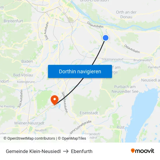 Gemeinde Klein-Neusiedl to Ebenfurth map