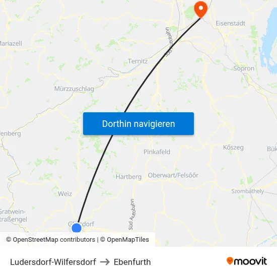 Ludersdorf-Wilfersdorf to Ebenfurth map