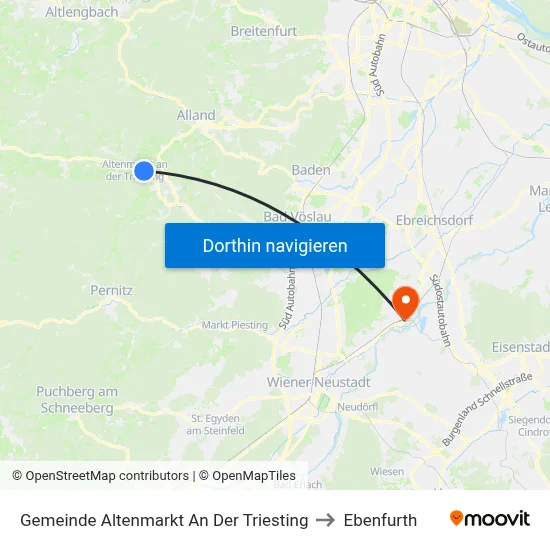 Gemeinde Altenmarkt An Der Triesting to Ebenfurth map