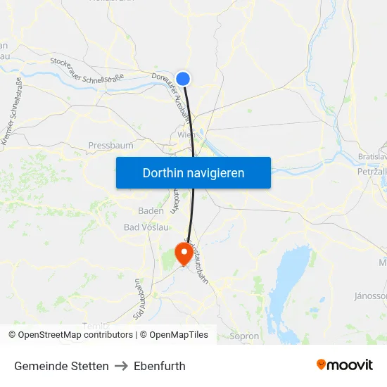 Gemeinde Stetten to Ebenfurth map