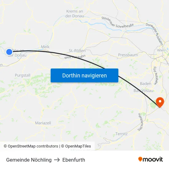 Gemeinde Nöchling to Ebenfurth map