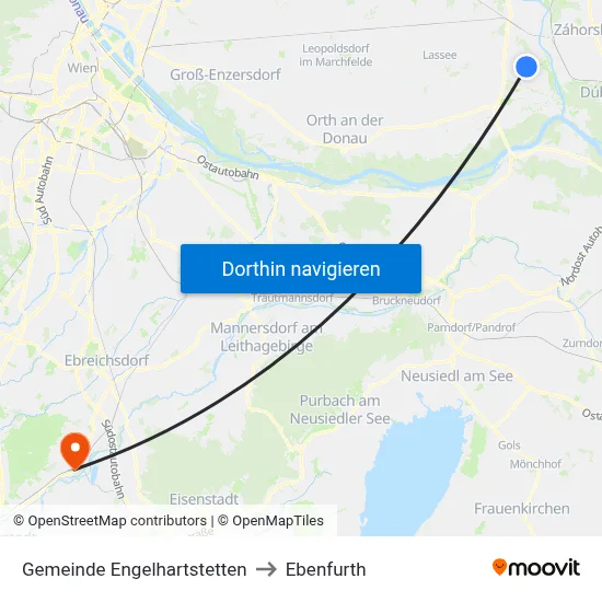 Gemeinde Engelhartstetten to Ebenfurth map
