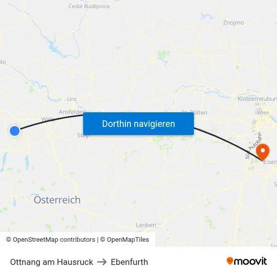 Ottnang am Hausruck to Ebenfurth map