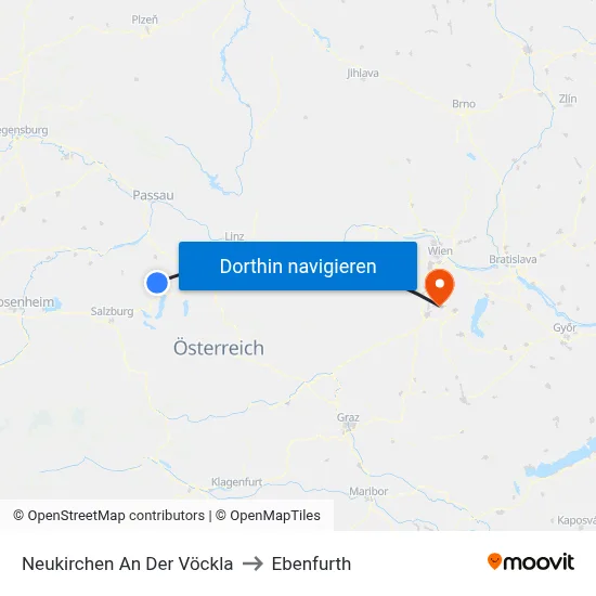 Neukirchen An Der Vöckla to Ebenfurth map