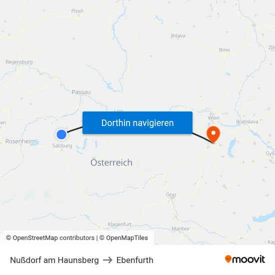 Nußdorf am Haunsberg to Ebenfurth map