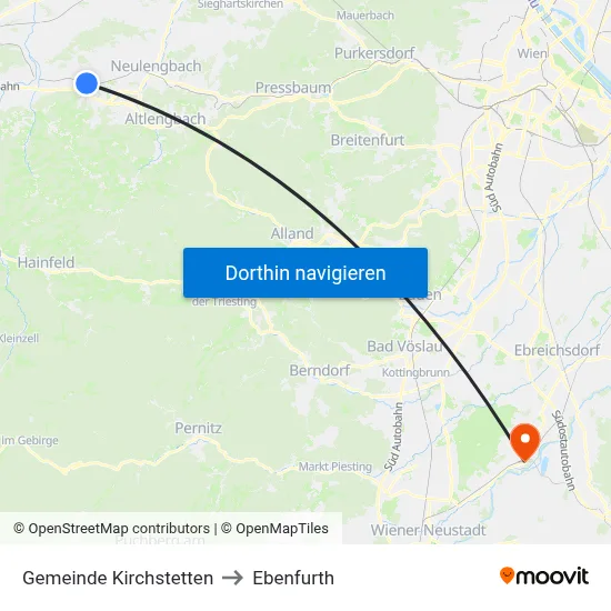 Gemeinde Kirchstetten to Ebenfurth map