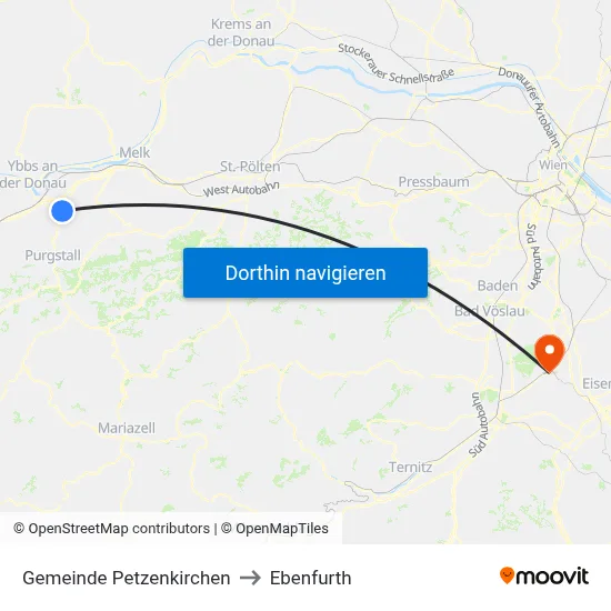 Gemeinde Petzenkirchen to Ebenfurth map