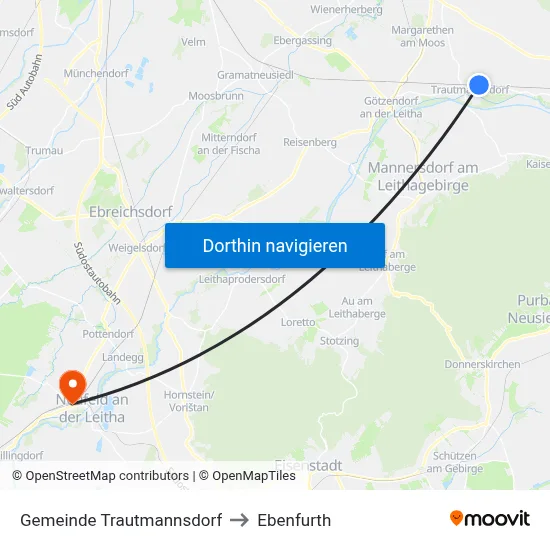 Gemeinde Trautmannsdorf to Ebenfurth map