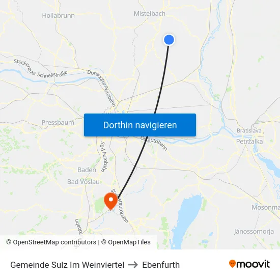 Gemeinde Sulz Im Weinviertel to Ebenfurth map