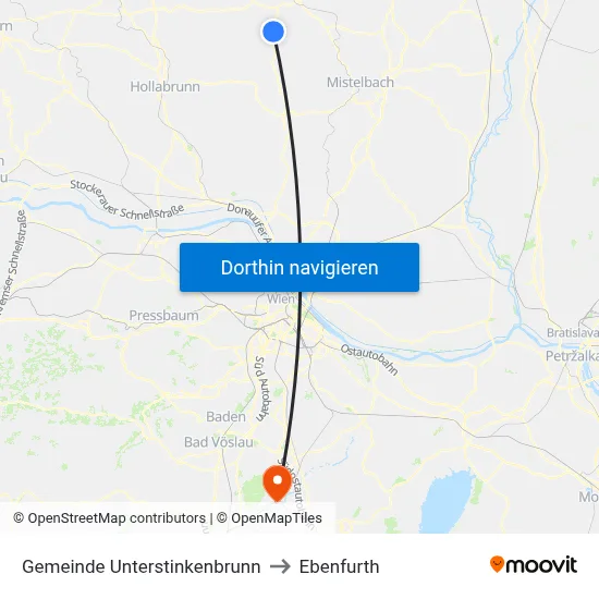 Gemeinde Unterstinkenbrunn to Ebenfurth map
