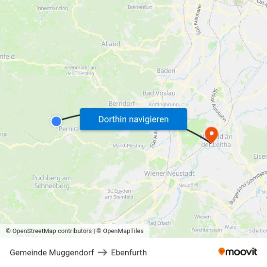 Gemeinde Muggendorf to Ebenfurth map