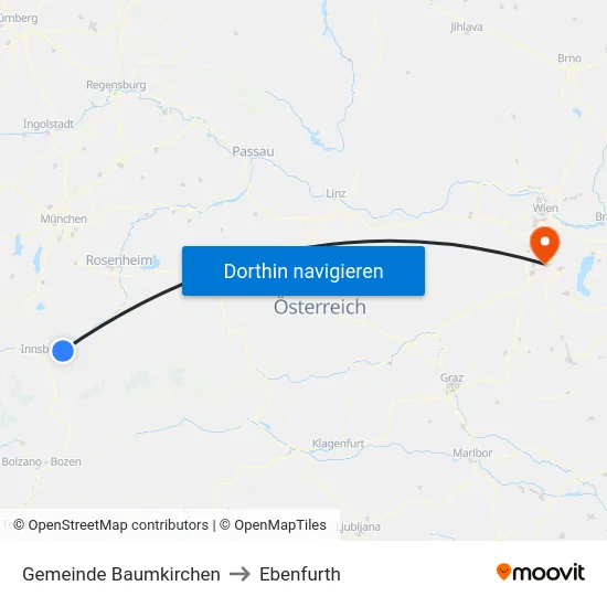 Gemeinde Baumkirchen to Ebenfurth map