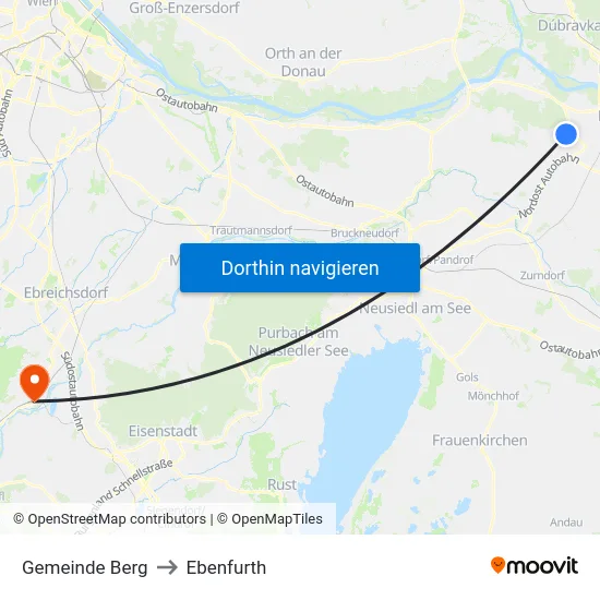 Gemeinde Berg to Ebenfurth map