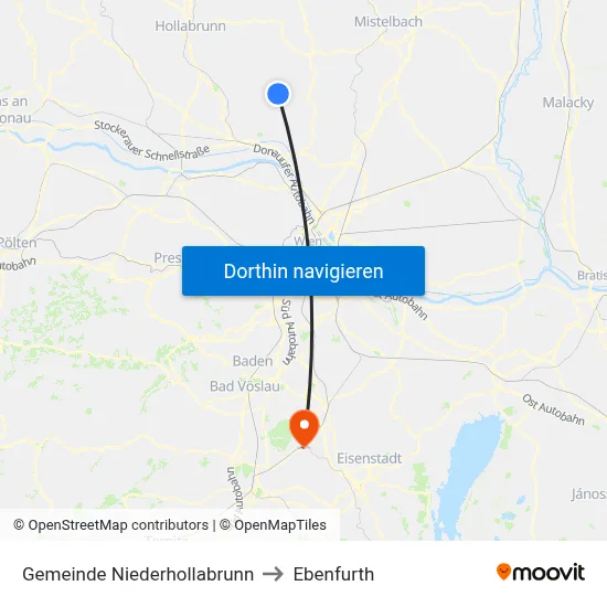 Gemeinde Niederhollabrunn to Ebenfurth map