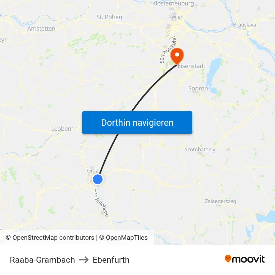 Raaba-Grambach to Ebenfurth map