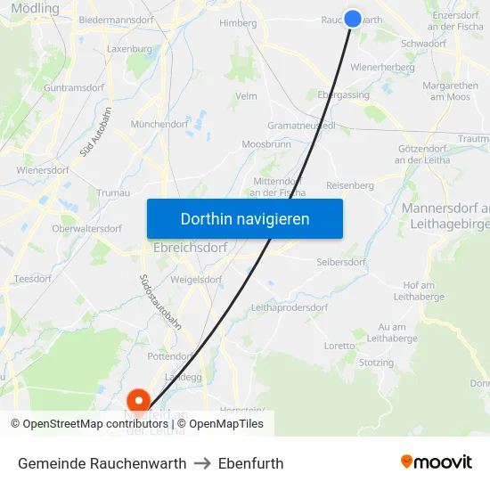 Gemeinde Rauchenwarth to Ebenfurth map