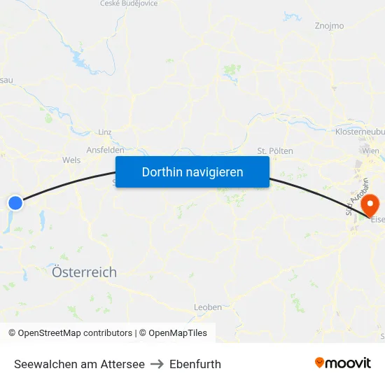 Seewalchen am Attersee to Ebenfurth map