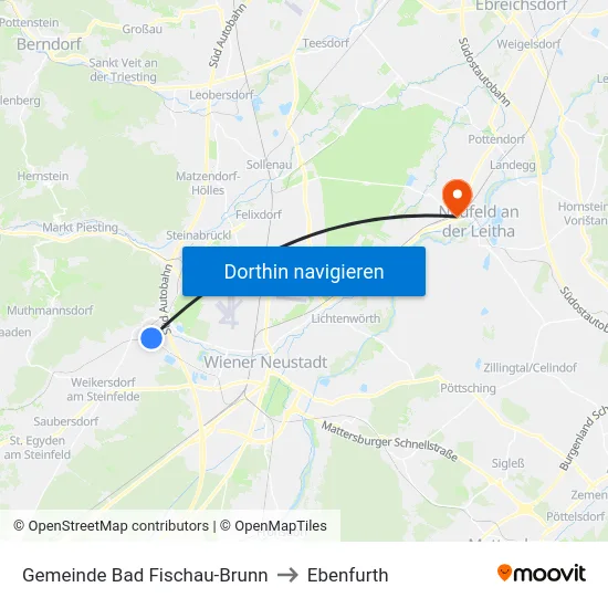 Gemeinde Bad Fischau-Brunn to Ebenfurth map