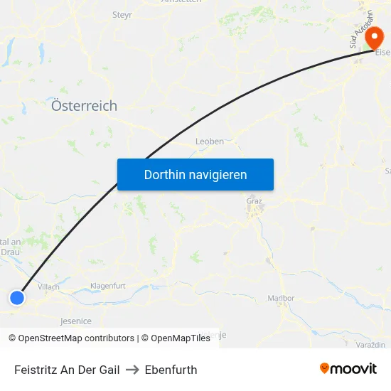 Feistritz An Der Gail to Ebenfurth map
