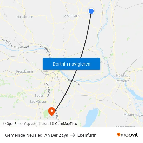 Gemeinde Neusiedl An Der Zaya to Ebenfurth map