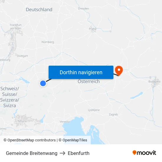 Gemeinde Breitenwang to Ebenfurth map