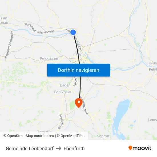 Gemeinde Leobendorf to Ebenfurth map