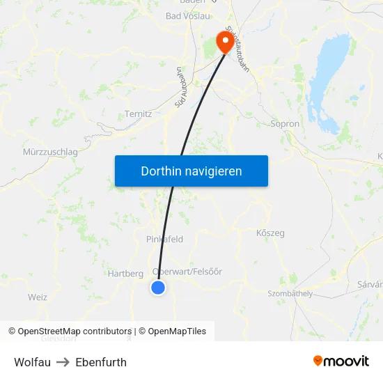 Wolfau to Ebenfurth map