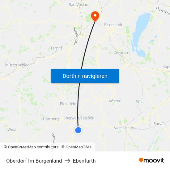 Oberdorf Im Burgenland to Ebenfurth map