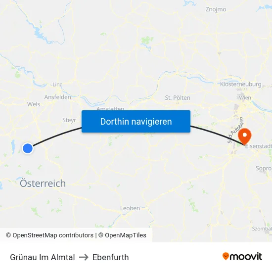 Grünau Im Almtal to Ebenfurth map