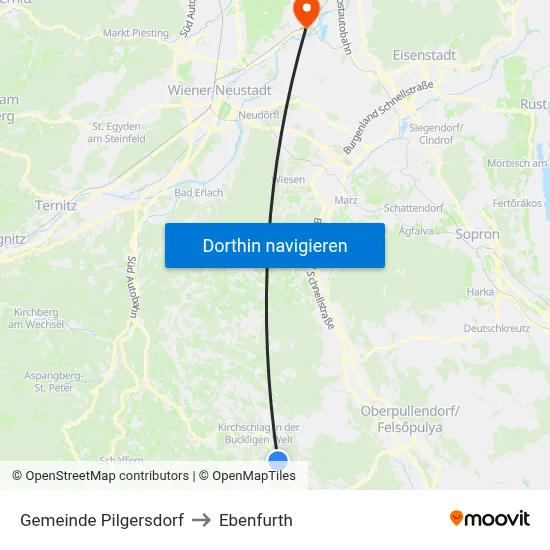 Gemeinde Pilgersdorf to Ebenfurth map