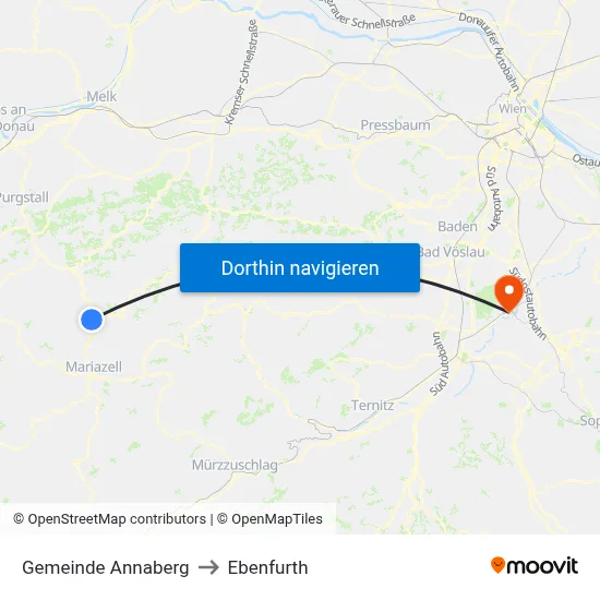 Gemeinde Annaberg to Ebenfurth map
