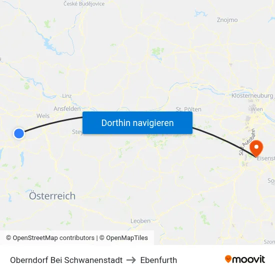 Oberndorf Bei Schwanenstadt to Ebenfurth map