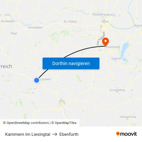 Kammern Im Liesingtal to Ebenfurth map