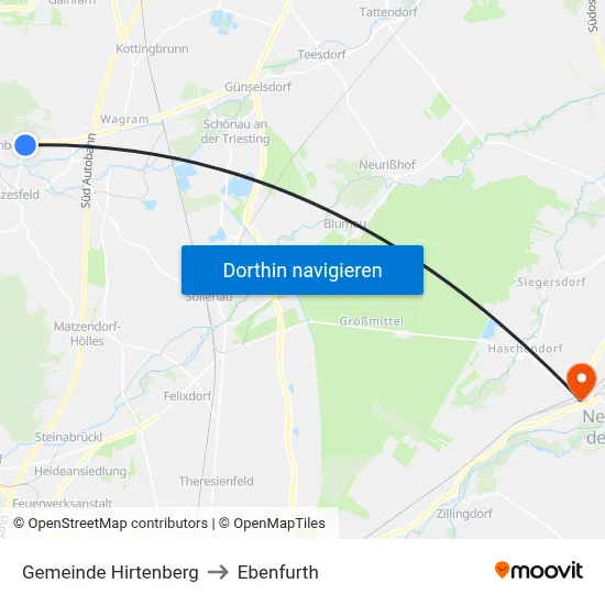 Gemeinde Hirtenberg to Ebenfurth map
